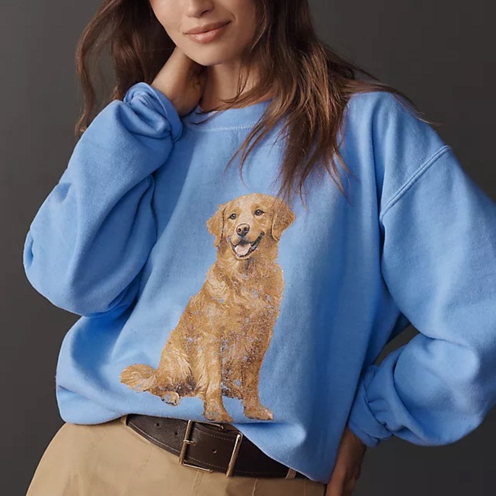 Anthropologie Australian Shepherd Oversized Pullover Sweatshirt Size XS